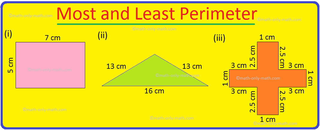 Practice the questions given in the worksheet on perimeter. The questions are based on finding the perimeter of the triangle, perimeter of the square, perimeter of rectangle and word problems. I. Find the perimeter of the triangles having the following sides.