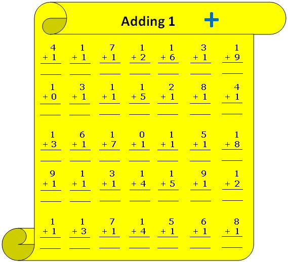 Worksheet On Adding 1 Practice Numerous Questions Add A Number With 1