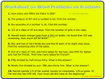 Worksheet on Word Problems on Fractions