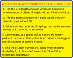 Worksheet on Word Problems on H.C.F. and L.C.M.