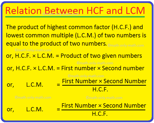 Relation Between HCF and LCM