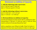 Worksheet on Addition of Capacity