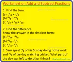 Worksheet on Add and Subtract Fractions