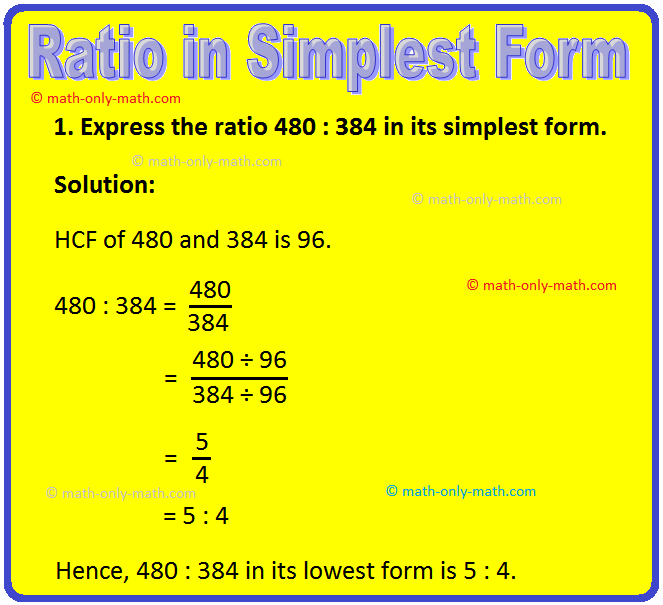 Ratio in Simplest Form