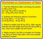 Worksheet on Subtraction of Mass