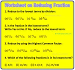 Worksheet on Reducing Fraction