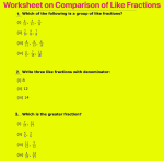 Worksheet on Comparison of Like Fractions