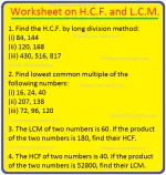 Worksheet on H.C.F. and L.C.M.