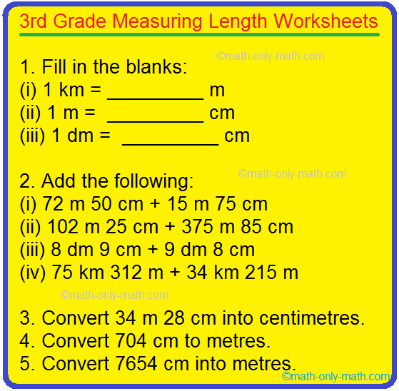 worksheet on third grade measurement of length problems on length