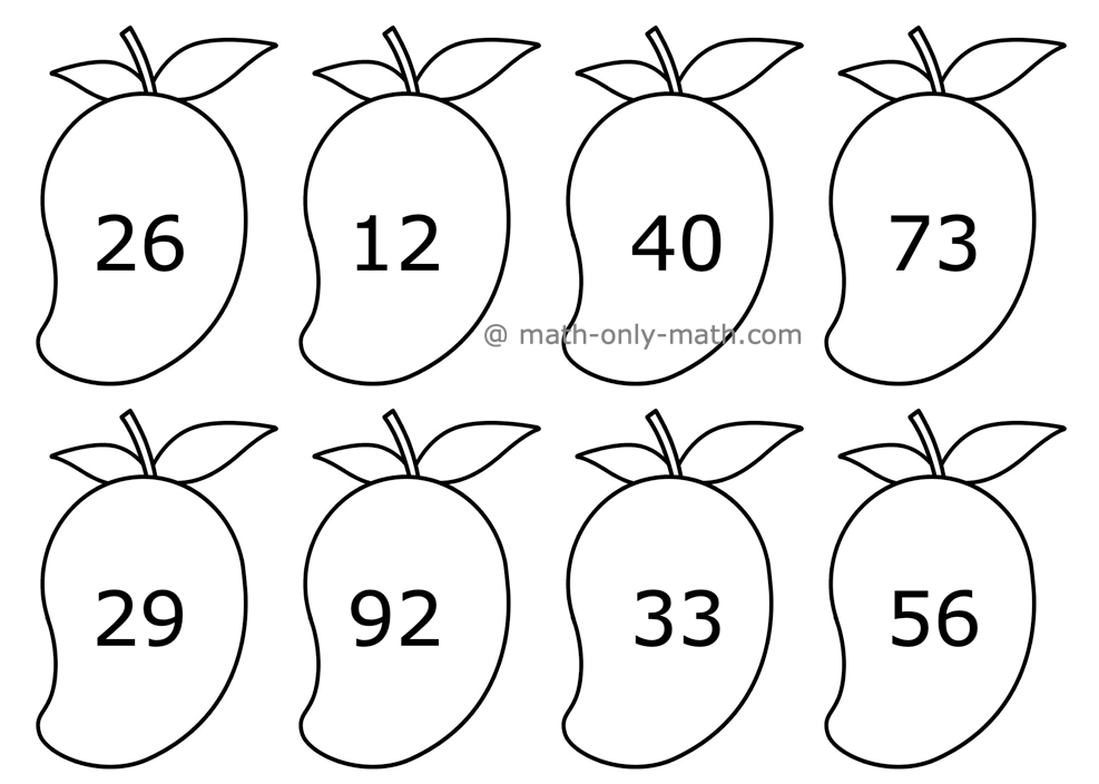 In worksheet on 2-digit numbers we will write the number which come before, after and in between, write the numerals, write the number names, place value and face value of 2-digit numbers, numbers in expanded form, write the numbers in short form, write the tens and the ones