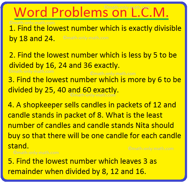 Lcm Word Problems Examples