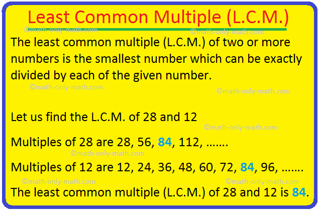 Least Common Multiple |Lowest Common Multiple|Smallest Common Multiple
