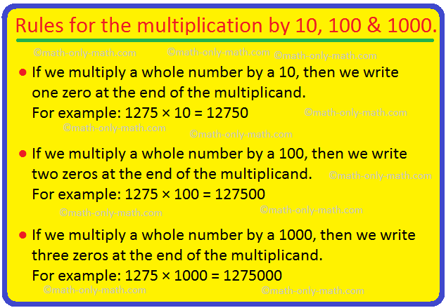 Multiplication By Ten Hundred And Thousand Multiply By 10 100 1000 