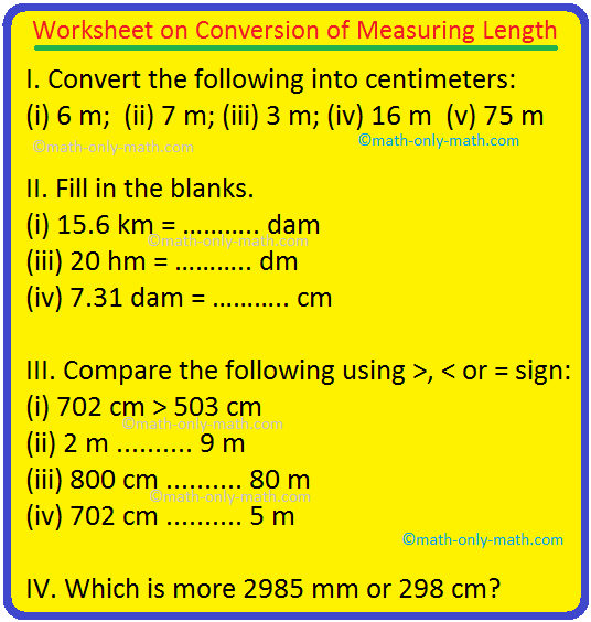 Worksheet On Conversion Of Measuring Length Kilometres Into Meters