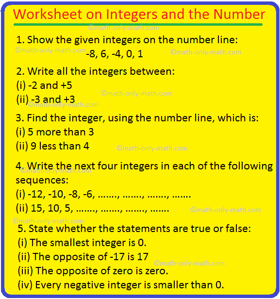 Worksheet On Absolute Value Of An Integer Numerical Value Answers