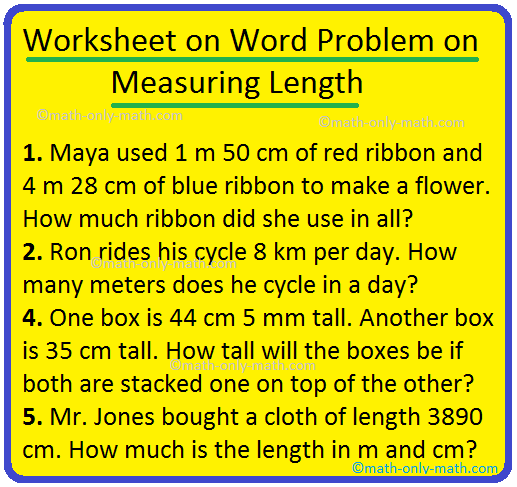 worksheet on word problem on measuring length length word problems